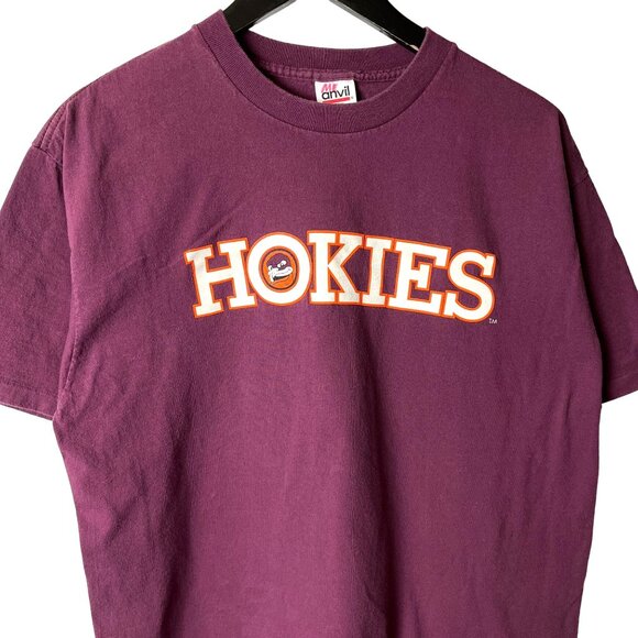 Vintage 90s Virginia Tech Hokies T Shirt Red XL Extra Large USA Single Stitch - Picture 1 of 16